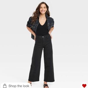 High-Rise Sailor Wide Leg Ankle Jeans, Black, Universal Thread